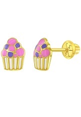 attractive itty-bitty enamel cupcake kids screw back earrings